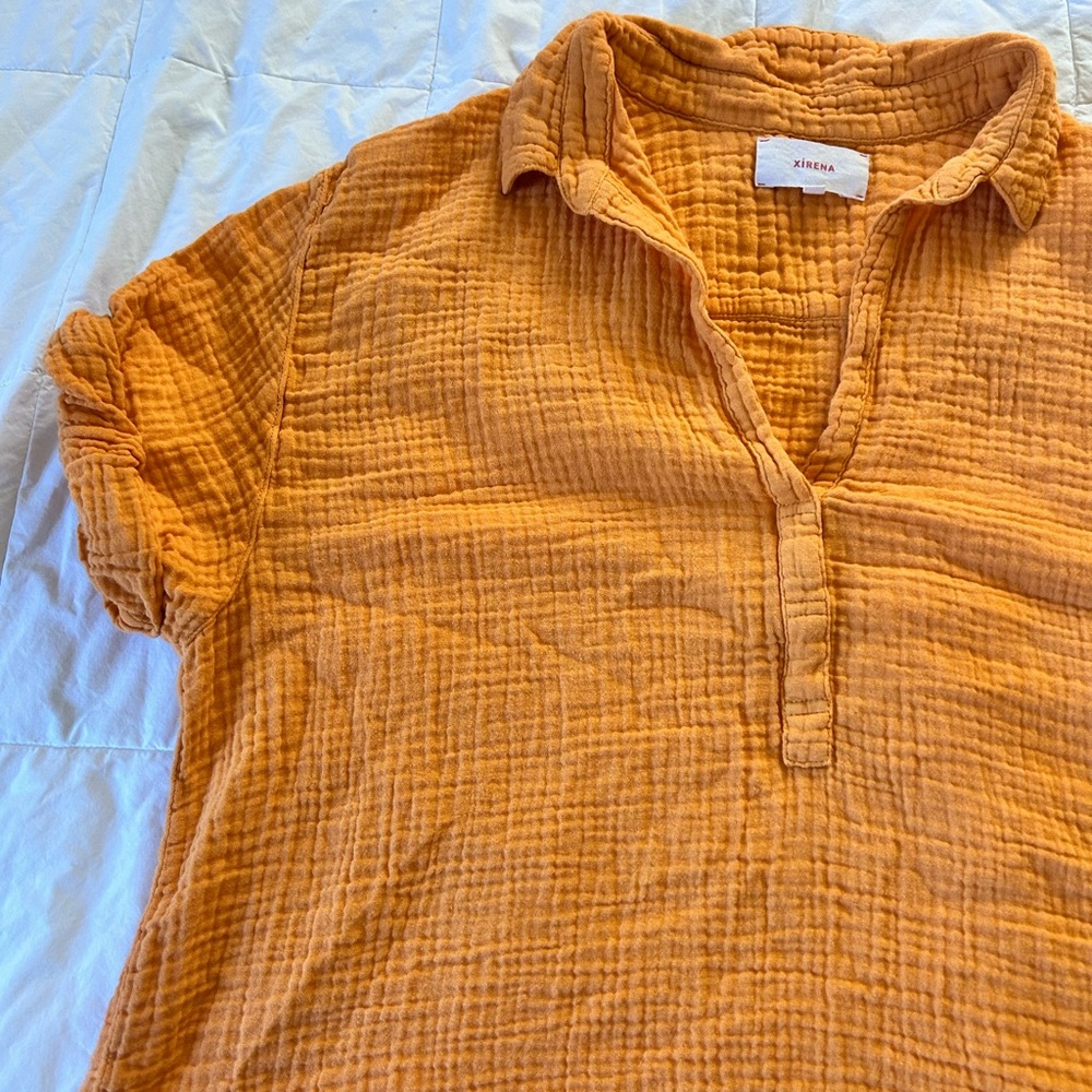 Xirena Women's Orange Gauze Blouse